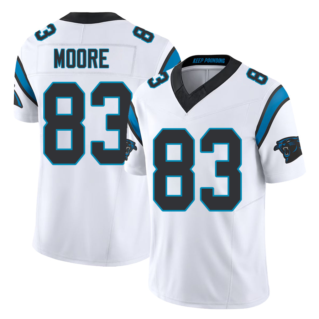 Carolina #83 Moore Player Football V Neck Short Sleeve White Jersey David For Men Youth Women Gift