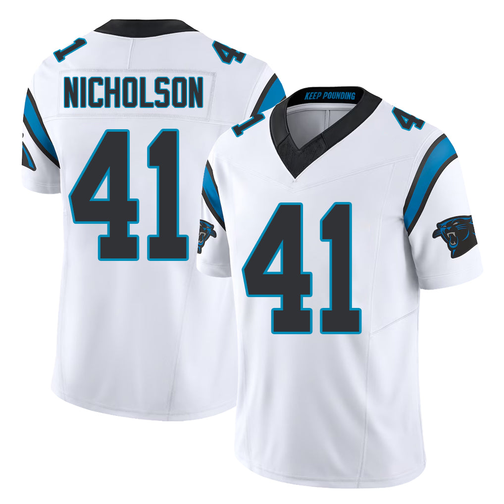 Carolina #41 Nicholson Player Football V Neck Short Sleeve White Jersey DeCarlos For Men Youth Women Gift