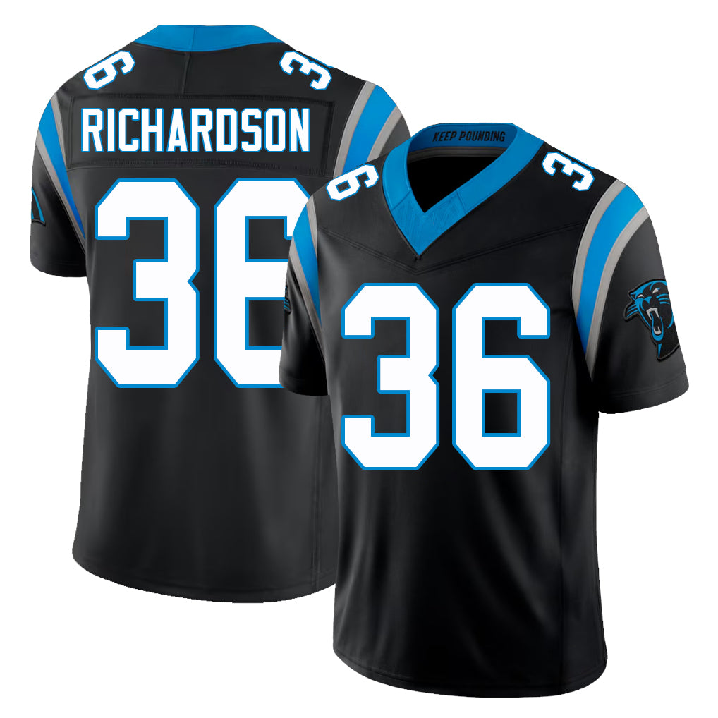 Carolina #36 Richardson Player Football V Neck Short Sleeve Black Jersey Demani For Men Youth Women Gift