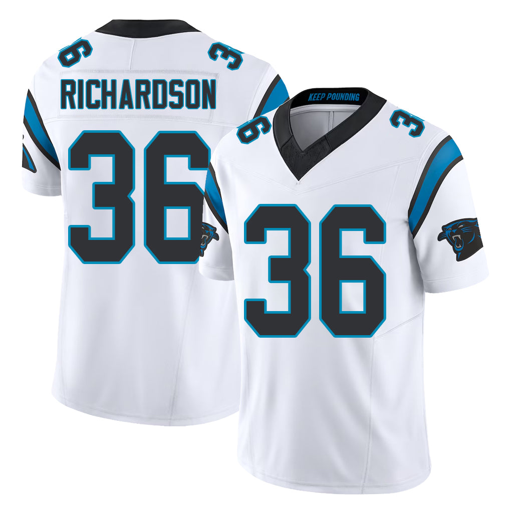 Carolina #36 Richardson Player Football V Neck Short Sleeve White Jersey Demani For Men Youth Women Gift