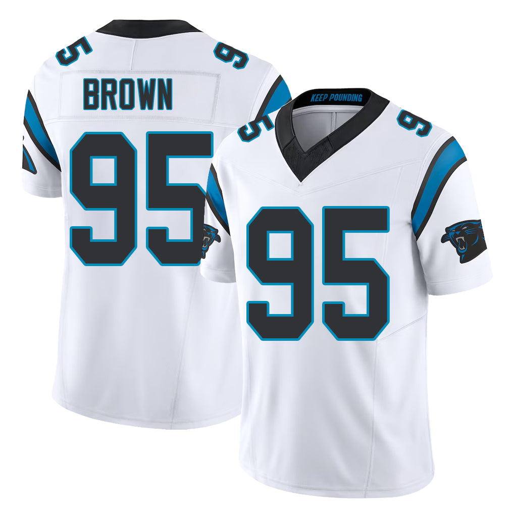 Carolina #95 Brown Player Football V Neck Short Sleeve White Jersey Derrick For Men Youth Women Gift