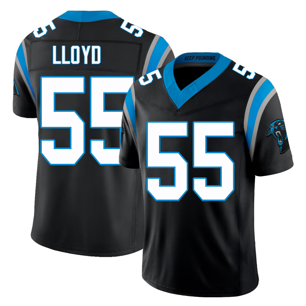 Carolina #55 Lloyd Player Football V Neck Short Sleeve Black Jersey Devin For Men Youth Women Gift
