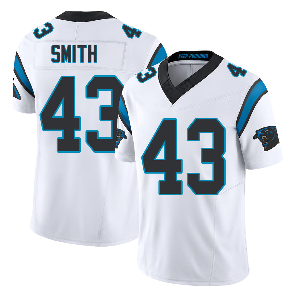 Carolina #43 Smith Player Football V Neck Short Sleeve White Jersey Devonta For Men Youth Women Gift