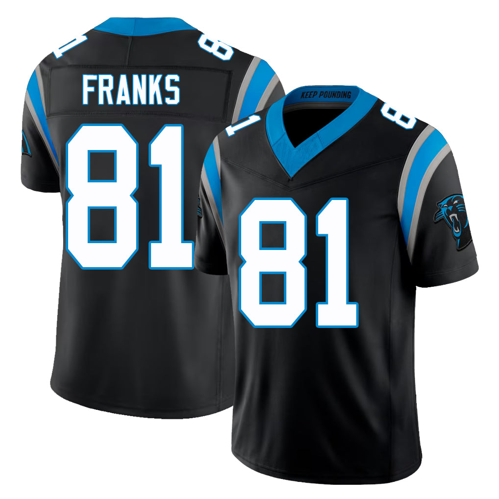 Carolina #81 Franks Player Football V Neck Short Sleeve Black Jersey Feleipe For Men Youth Women Gift