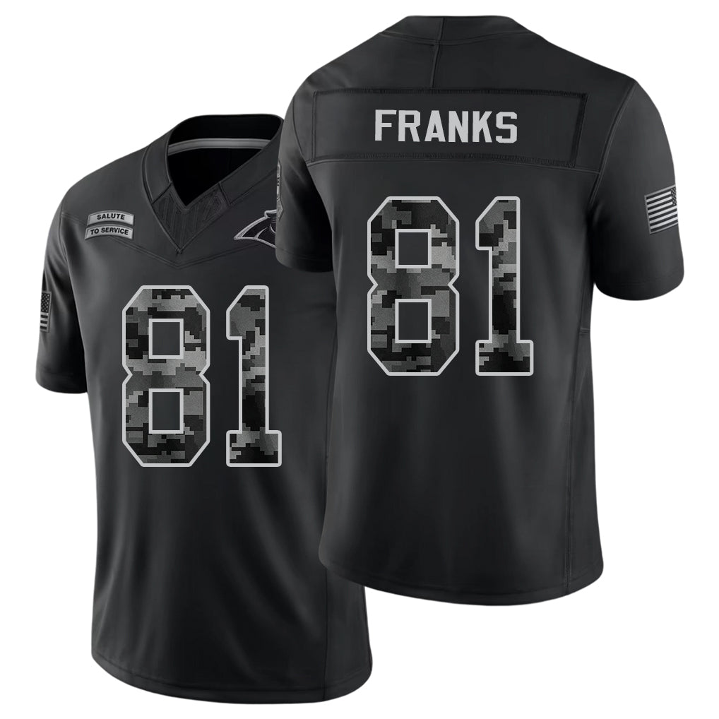 Carolina #81 Franks Player Football V Neck Short Sleeve Black Jersey Feleipe For Men Youth Women Gift