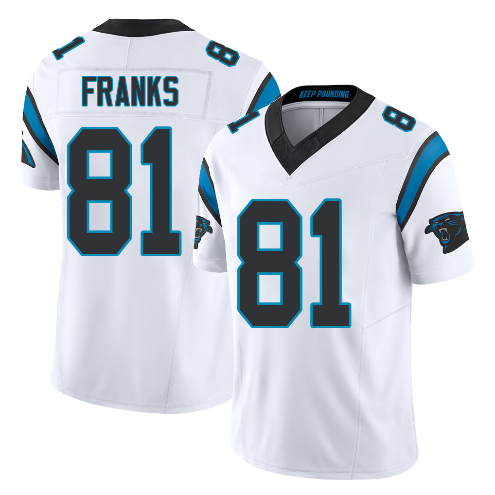 Carolina #81 Franks Player Football V Neck Short Sleeve White Jersey Feleipe For Men Youth Women Gift