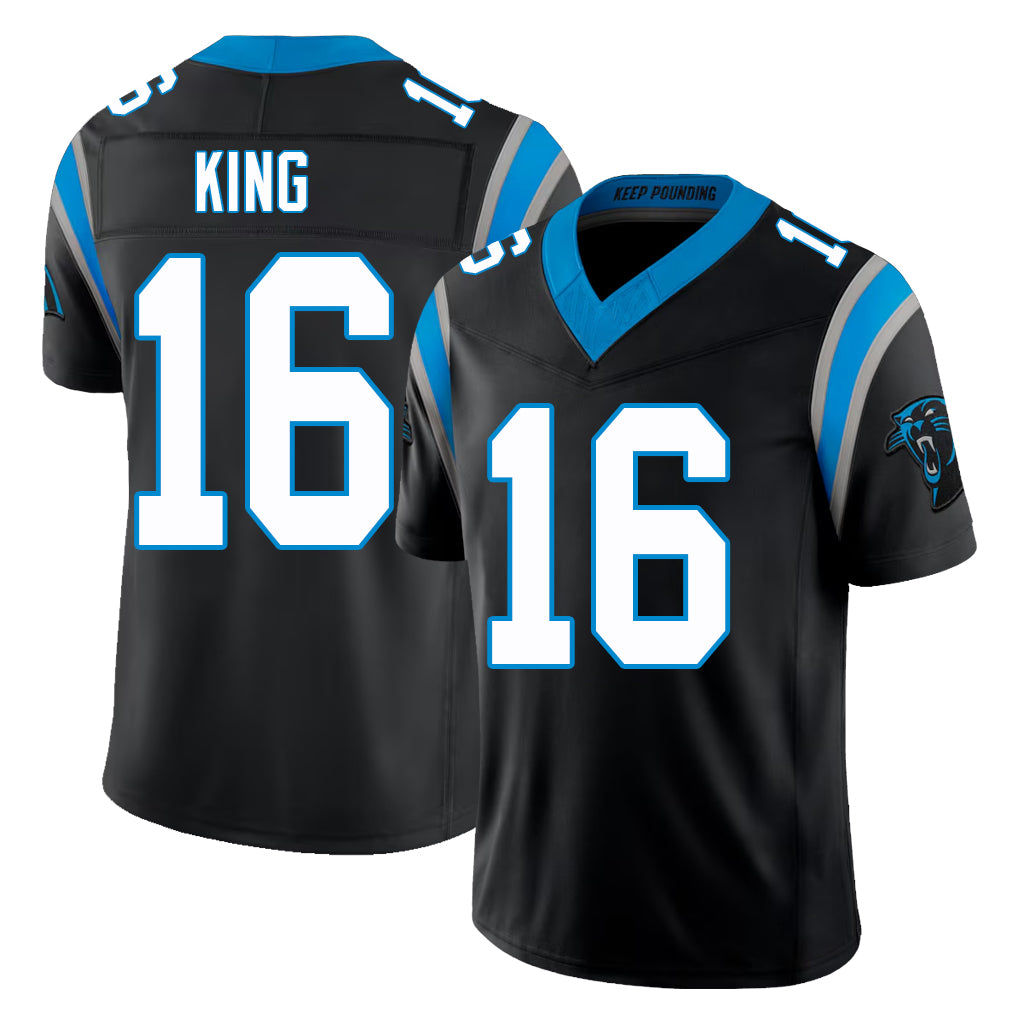 Carolina #16 King Player Football V Neck Short Sleeve Black Jersey Haynes For Men Youth Women Gift