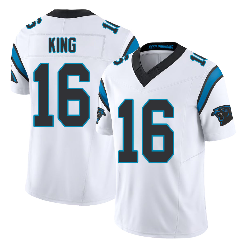 Carolina #16 King Player Football V Neck Short Sleeve White Jersey Haynes For Men Youth Women Gift