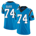 Carolina #74 Glass Player Football V Neck Short Sleeve Blue Jersey Isaia For Men Youth Women Gift