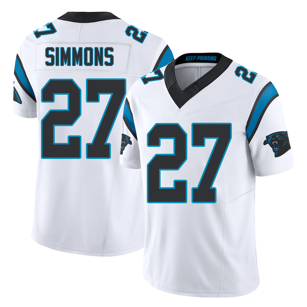 Carolina #27 Simmons Player Football V Neck Short Sleeve White Jersey Isaiah For Men Youth Women Gift