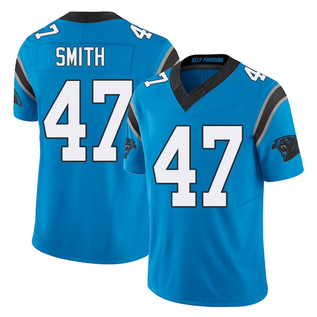 Carolina #47 Smith Player Football V Neck Short Sleeve Blue Jersey Isaiah For Men Youth Women Gift
