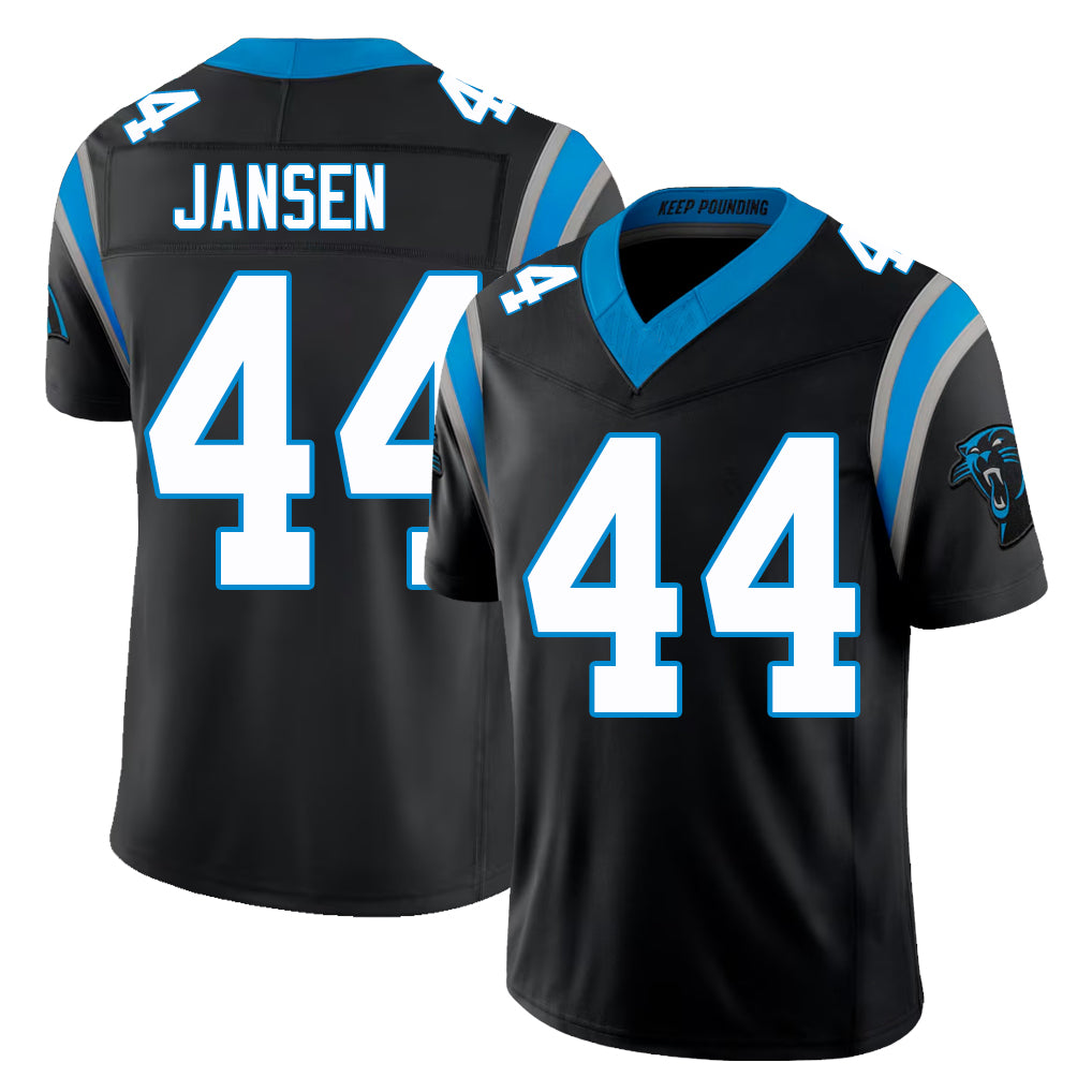 Carolina #44  Jansen Player Football V Neck Short Sleeve Black Jersey J.J. For Men Youth Women Gift