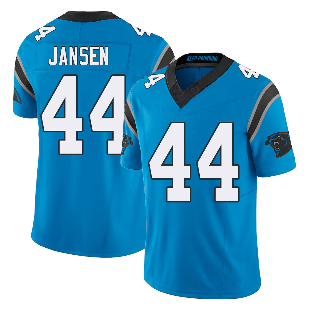 Carolina #44 Jansen Player Football V Neck Short Sleeve Blue Jersey J.J. For Men Youth Women Gift