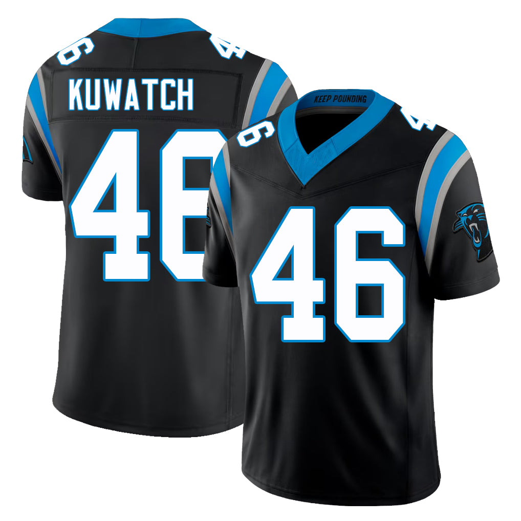 Carolina #46 Kuwatch Player Football V Neck Short Sleeve Black Jersey Jackson For Men Youth Women Gift