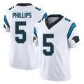 Carolina #5 Phillips Player Football V Neck Short Sleeve White Jersey Jaelan For Men Youth Women Gift