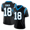 Carolina #18 Coker Player Football V Neck Short Sleeve Black Jersey Jalen For Men Youth Women Gift
