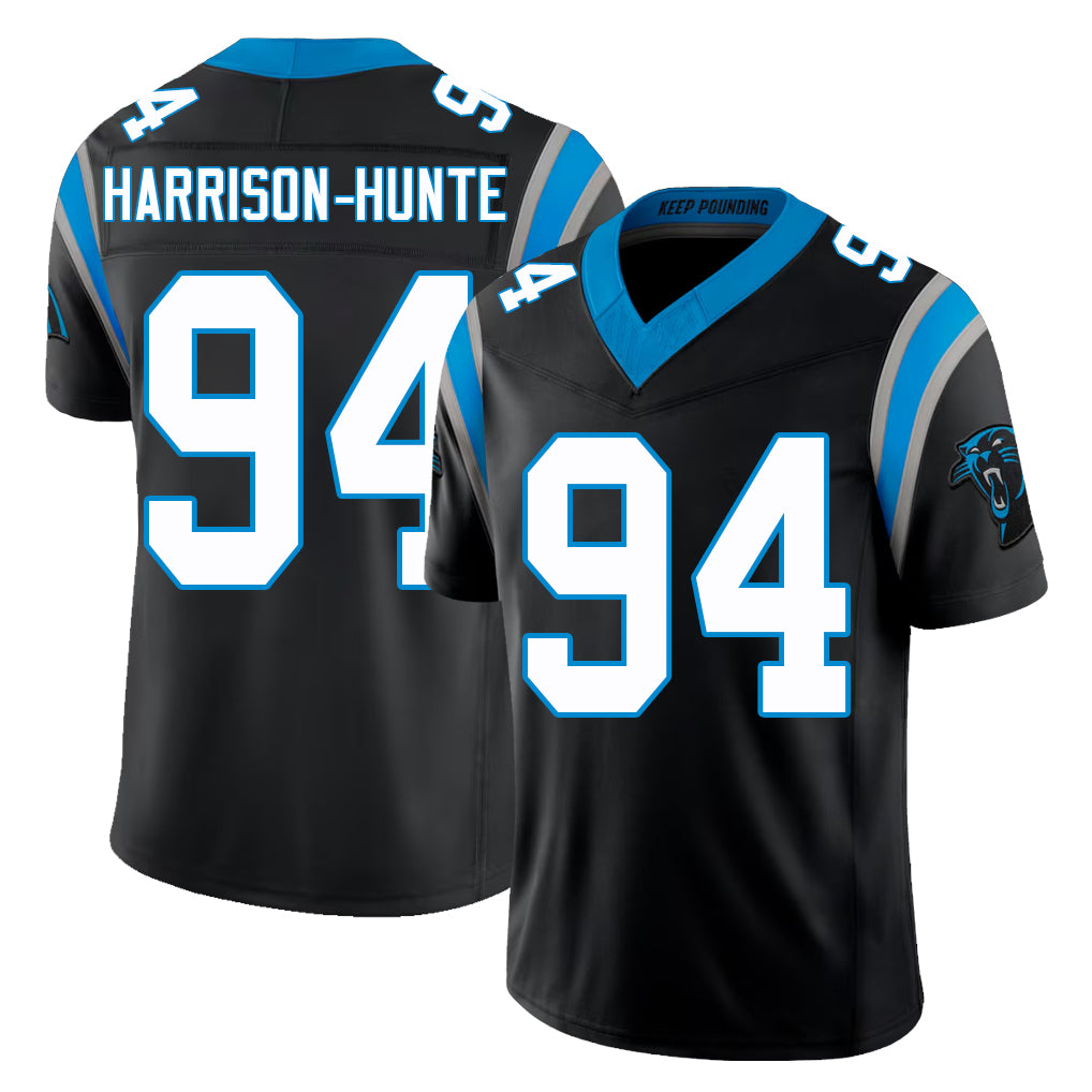 Carolina #94 Harrison-Hunte Player Football V Neck Short Sleeve Black Jersey Jared For Men Youth Women Gift