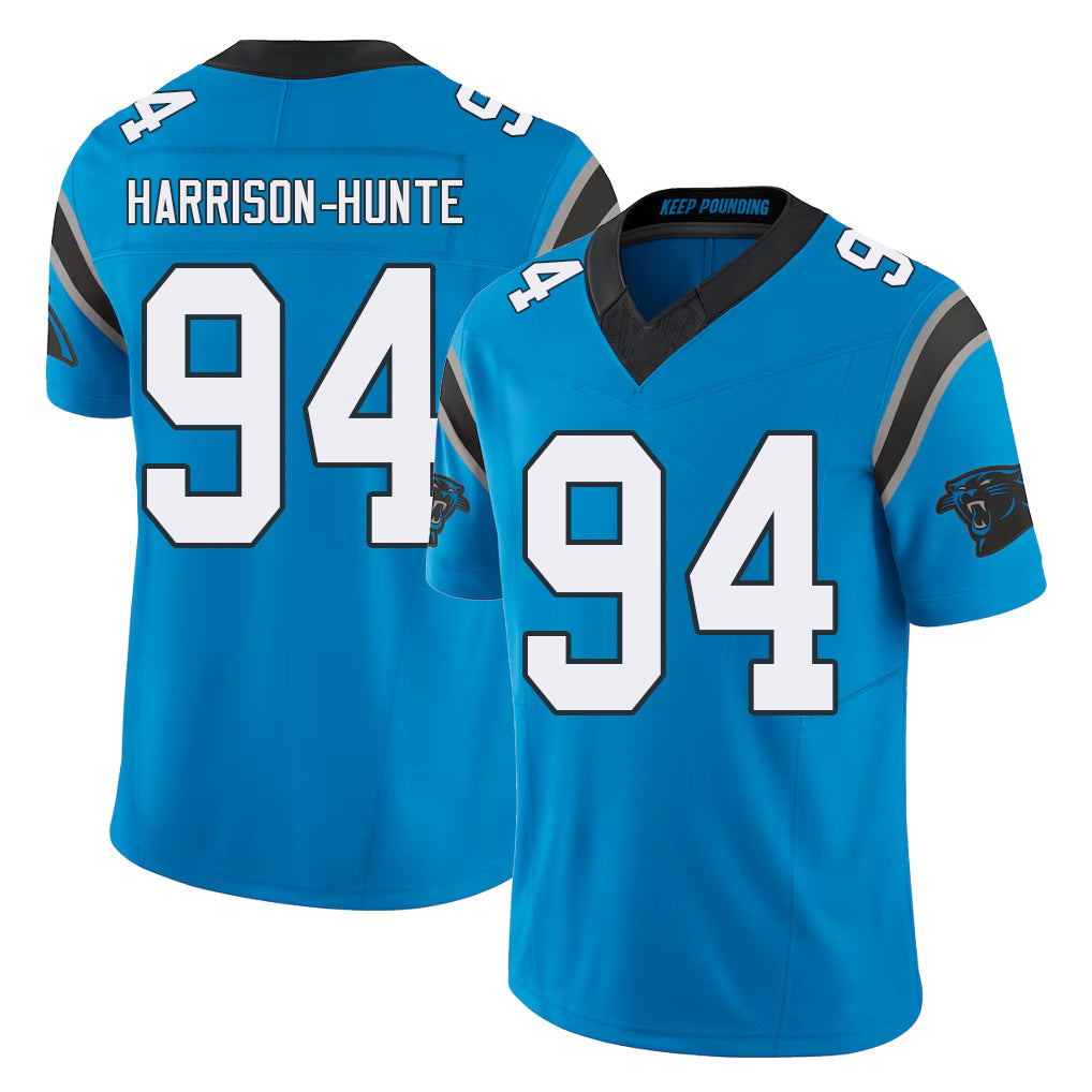 Carolina #94 Harrison-Hunte Player Football V Neck Short Sleeve Blue Jersey Jared For Men Youth Women Gift