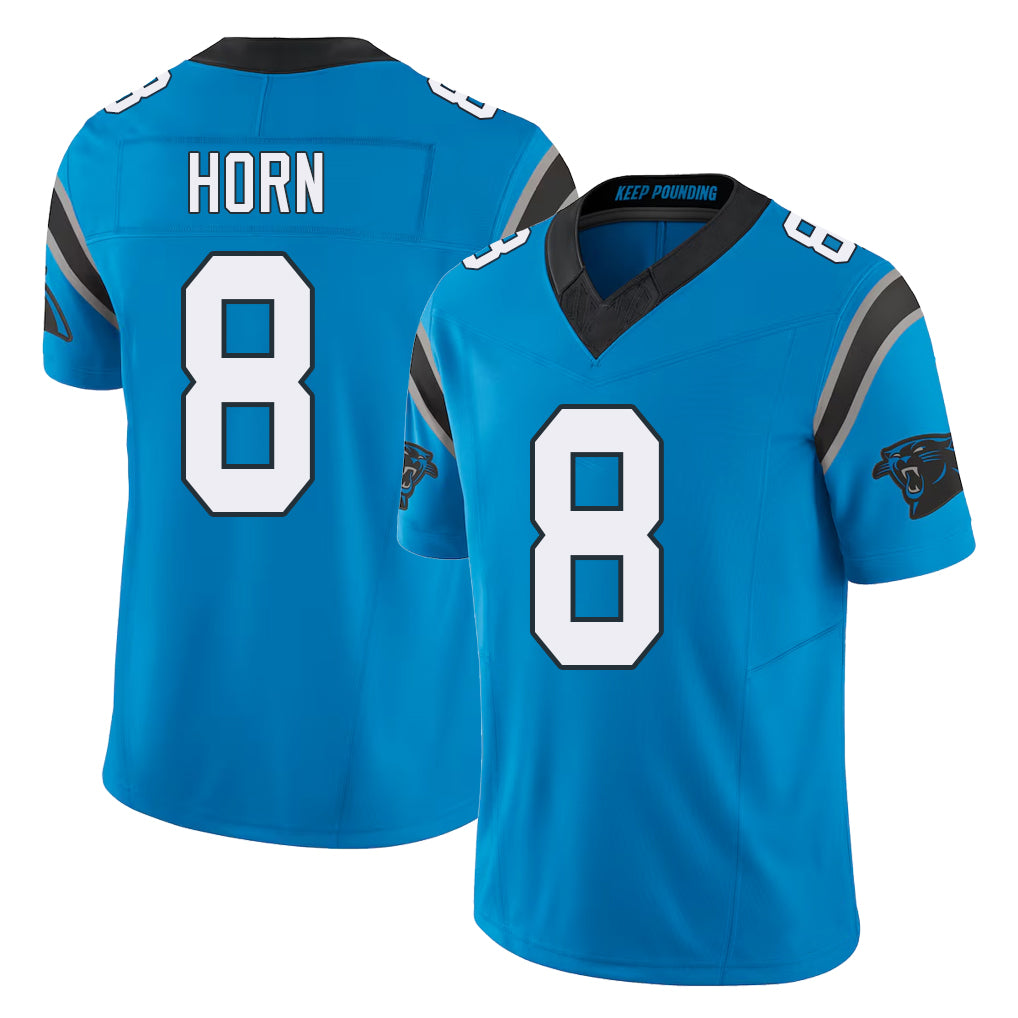 Carolina #8 Horn Player Football V Neck Short Sleeve Blue Jersey Jaycee For Men Youth Women Gift