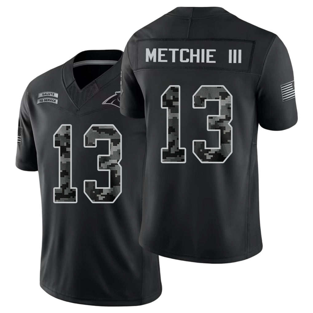 Carolina #13 Metchie III Player Football V Neck Short Sleeve Black Jersey John For Men Youth Women Gift