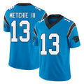 Carolina #13 Metchie III Player Football V Neck Short Sleeve Blue Jersey John For Men Youth Women Gift