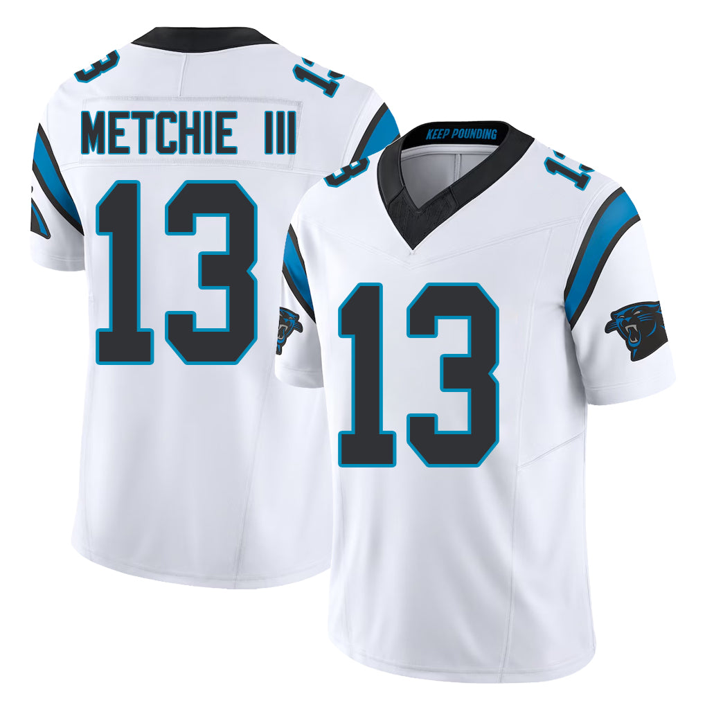 Carolina #13 Metchie III Player Football V Neck Short Sleeve White Jersey John For Men Youth Women Gift