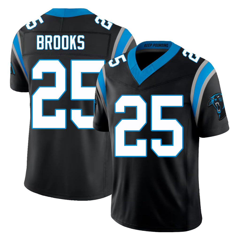 Carolina #25 Brooks Player Football V Neck Short Sleeve Black Jersey Jonathon For Men Youth Women Gift