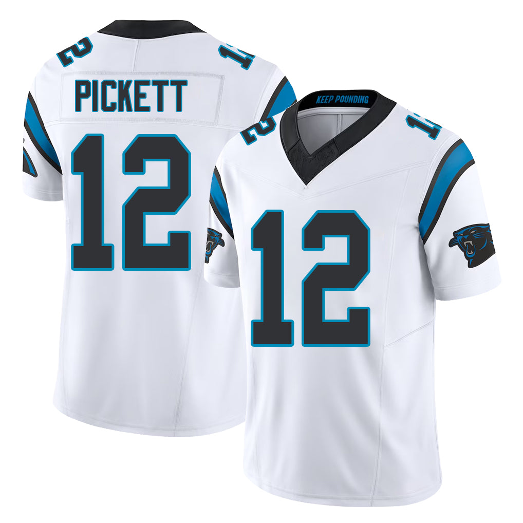 Carolina #12 Pickett Player Football V Neck Short Sleeve White Jersey Kenny For Men Youth Women Gift