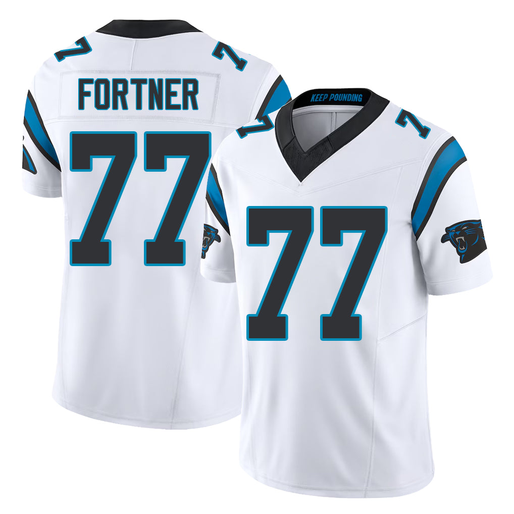 Carolina #77 Fortner Player Football V Neck Short Sleeve White Jersey Luke For Men Youth Women Gift