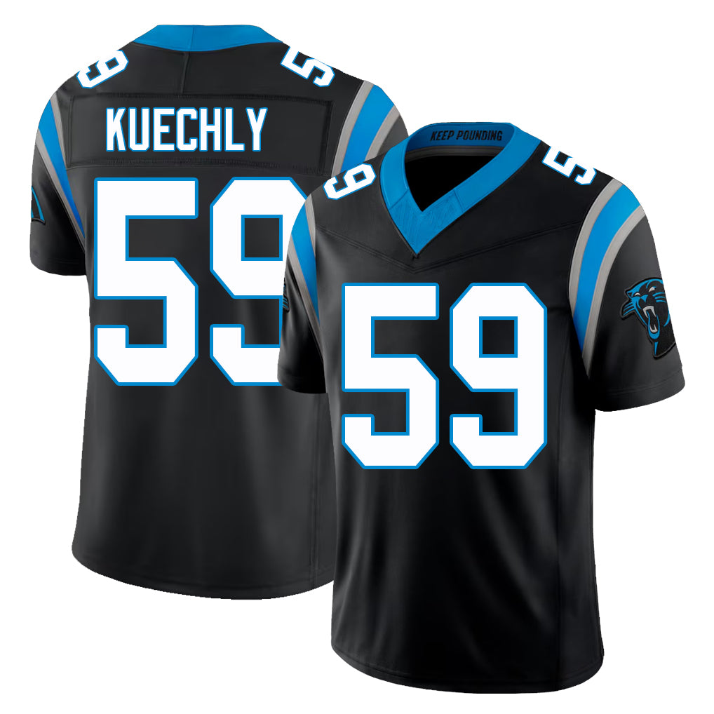 Carolina #59  Kuechly Player Football V Neck Short Sleeve Black Jersey Luke For Men Youth Women Gift