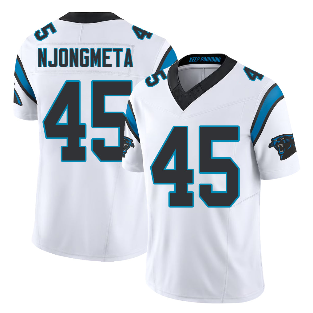 Carolina #45 Njongmeta Player Football V Neck Short Sleeve White Jersey Maema For Men Youth Women Gift