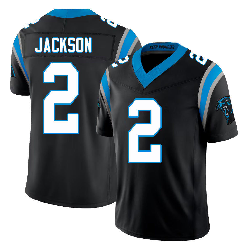 Carolina #2 Jackson Player Football V Neck Short Sleeve Black Jersey Mike For Men Youth Women Gift
