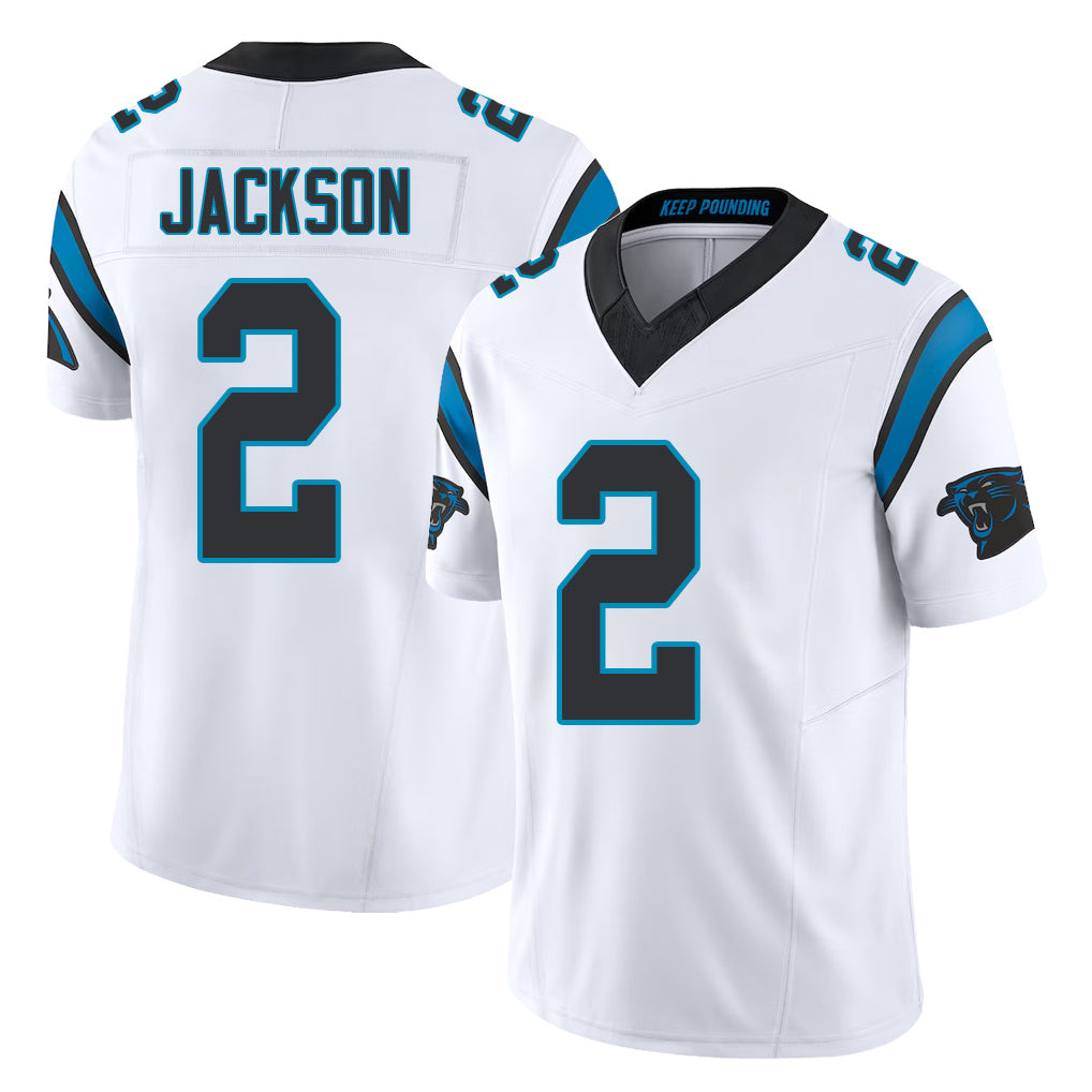Carolina #2 Jackson Player Football V Neck Short Sleeve White Jersey Mike For Men Youth Women Gift