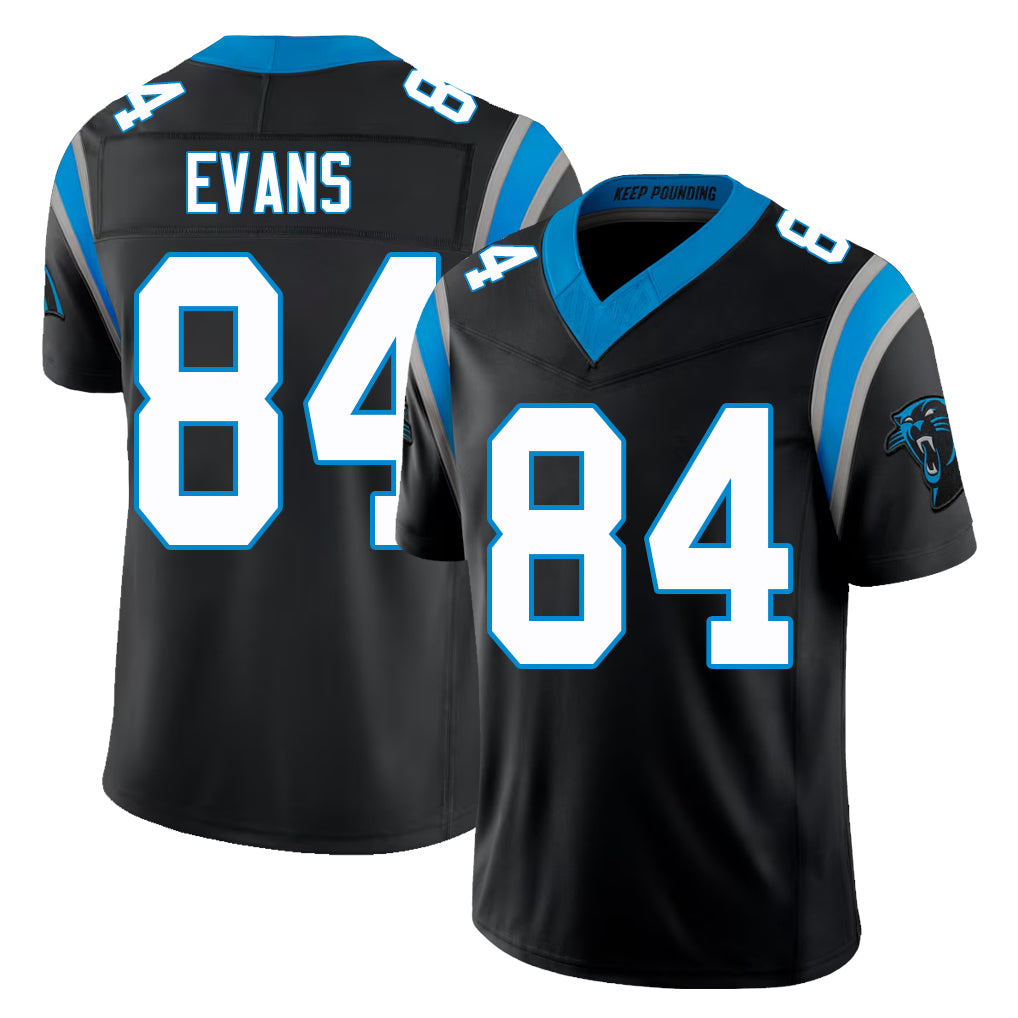 Carolina #84 Evans Player Football V Neck Short Sleeve Black Jersey Mitchell For Men Youth Women Gift