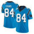 Carolina #84 Evans Player Football V Neck Short Sleeve Blue Jersey Mitchell For Men Youth Women Gift