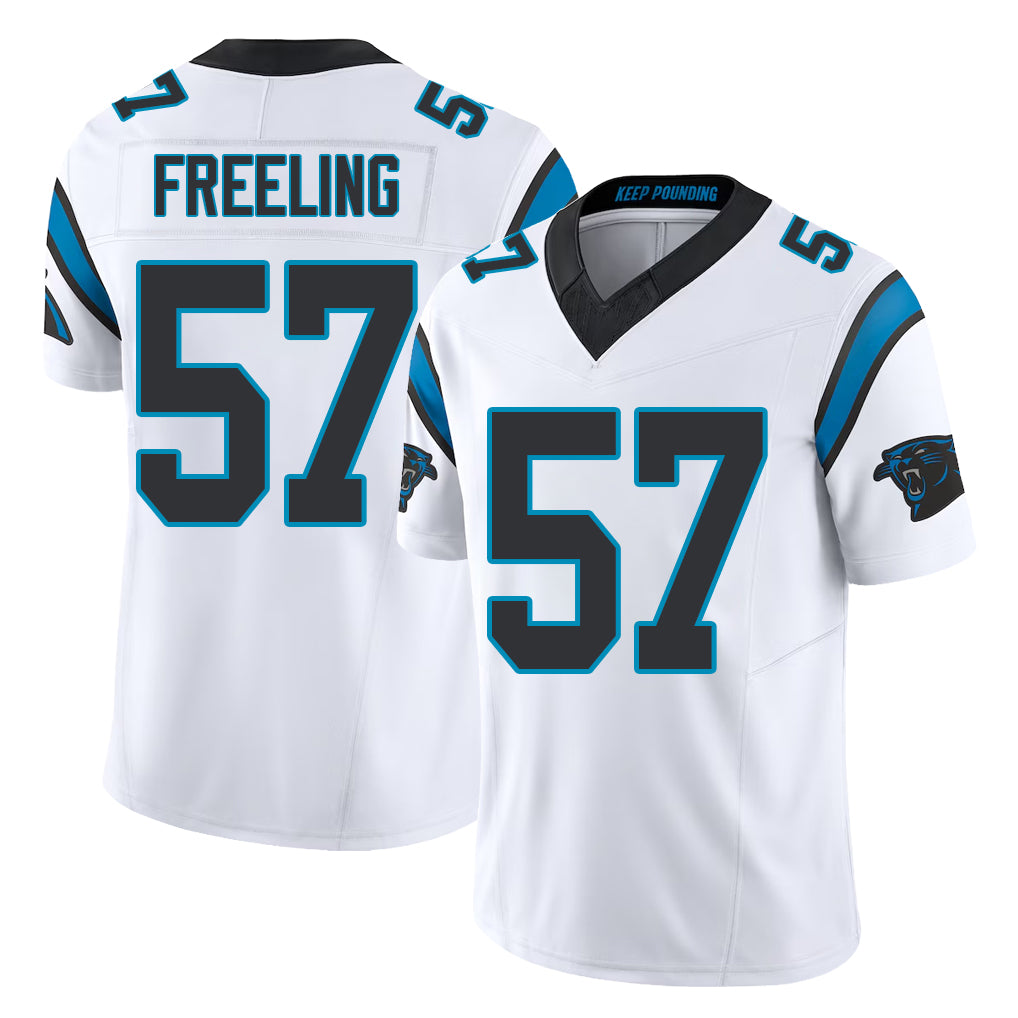 Carolina #57 Freeling Player Football V Neck Short Sleeve White Jersey Monroe For Men Youth Women Gift