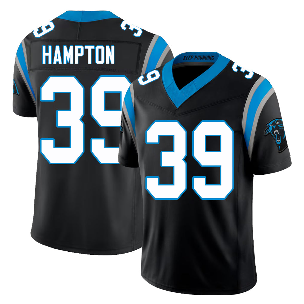 Carolina #39 Hampton Player Football V Neck Short Sleeve Black Jersey Nick For Men Youth Women Gift