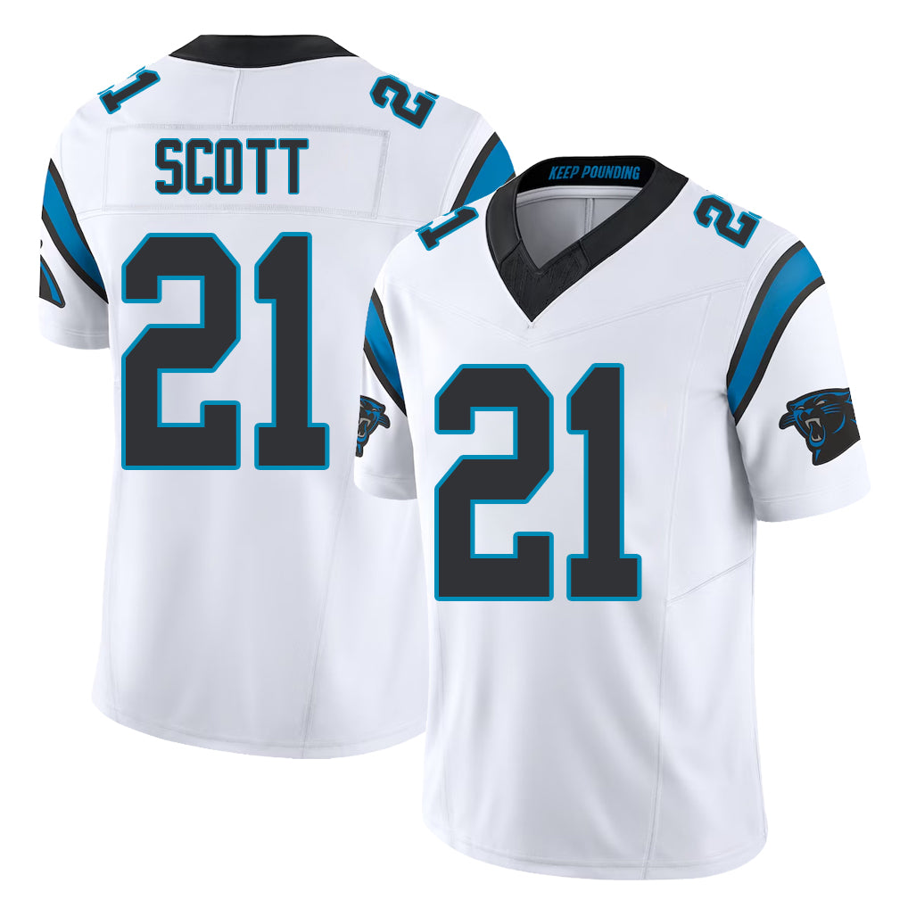 Carolina #21 Scott Player Football V Neck Short Sleeve White Jersey Nick For Men Youth Women Gift
