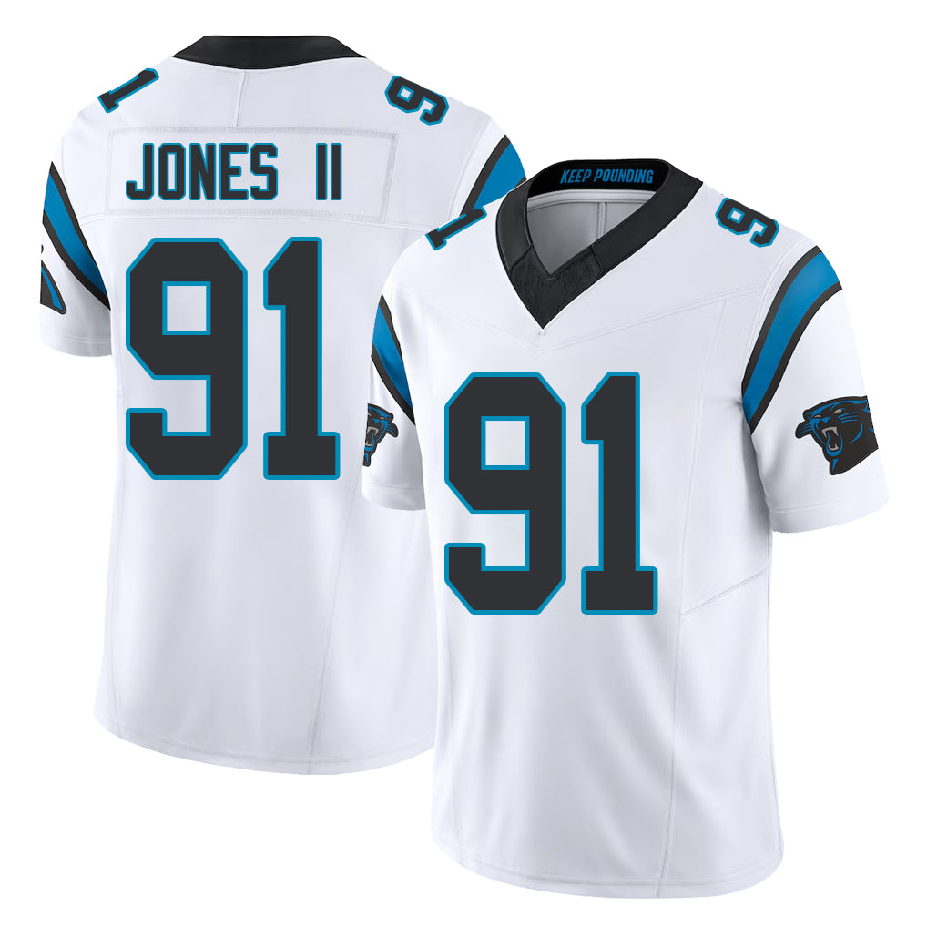 Carolina #91 Jones II Player Football V Neck Short Sleeve White Jersey Patrick For Men Youth Women Gift