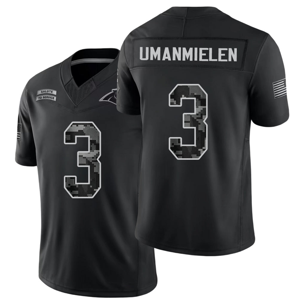 Carolina #3 Umanmielen Player Football V Neck Short Sleeve Black Jersey Princely For Men Youth Women Gift