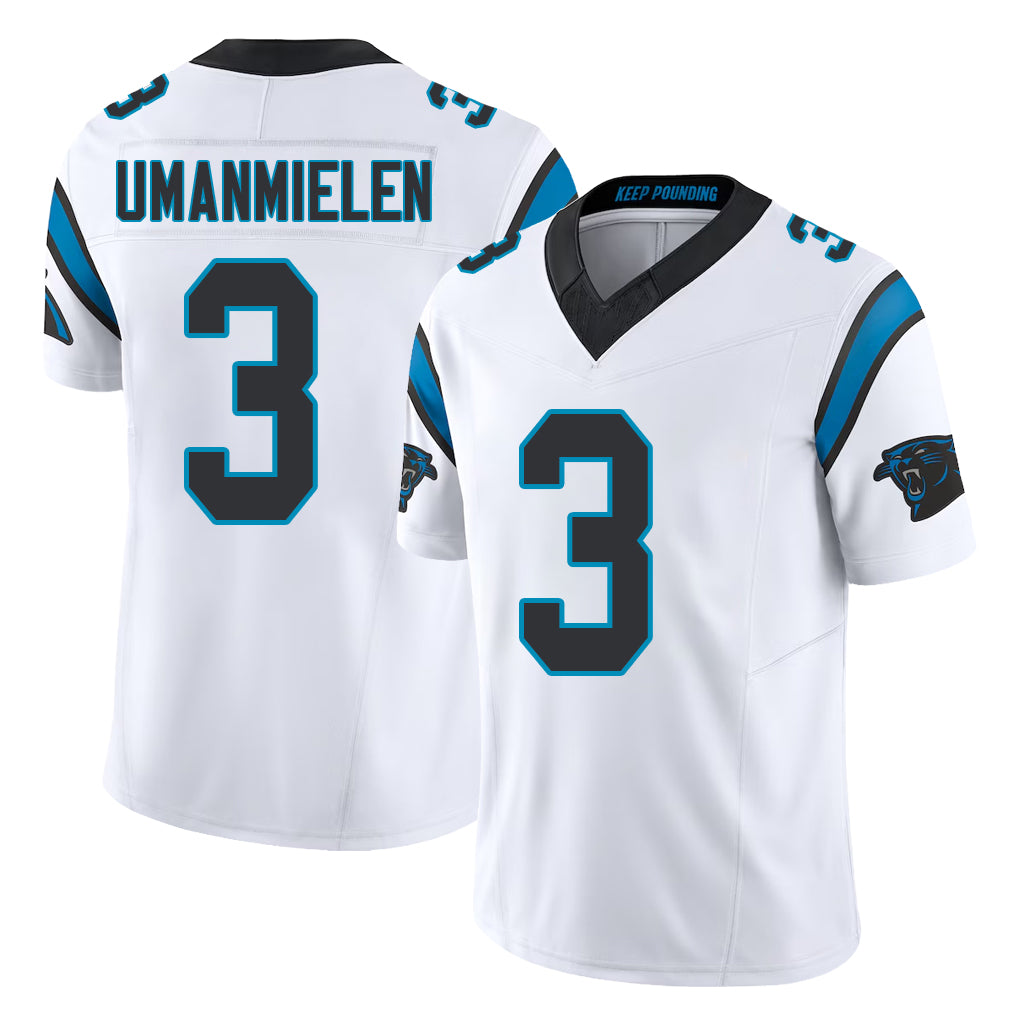 Carolina #3 Umanmielen Player Football V Neck Short Sleeve White Jersey Princely For Men Youth Women Gift
