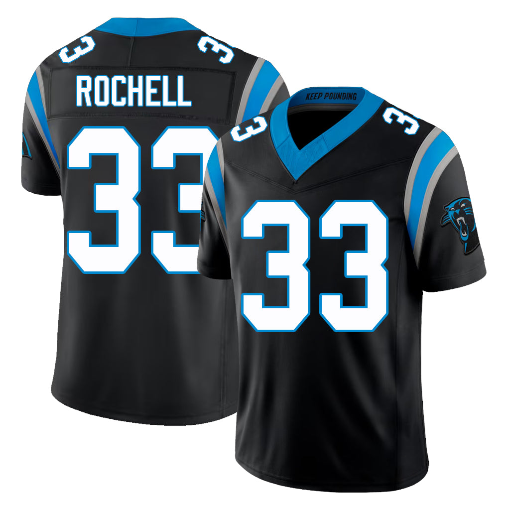 Carolina #33 Rochell Player Football V Neck Short Sleeve Black Jersey Robert For Men Youth Women Gift