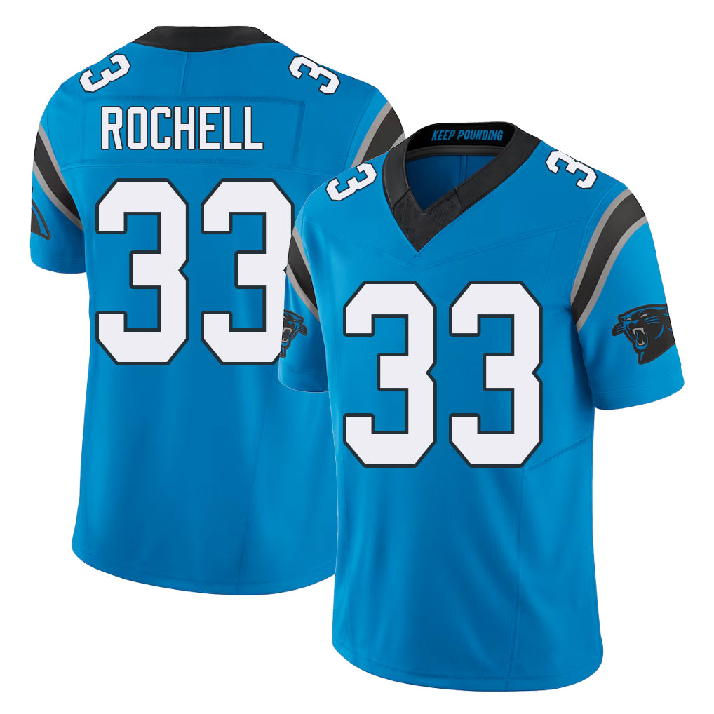 Carolina #33 Rochell Football V Neck Short Sleeve Blue Jersey Robert For Men Youth Women Gift