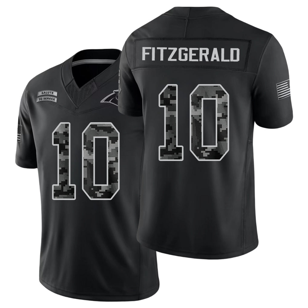 Carolina #10 Fitzgerald Player Football V Neck Short Sleeve Black Jersey Ryan For Men Youth Women Gift