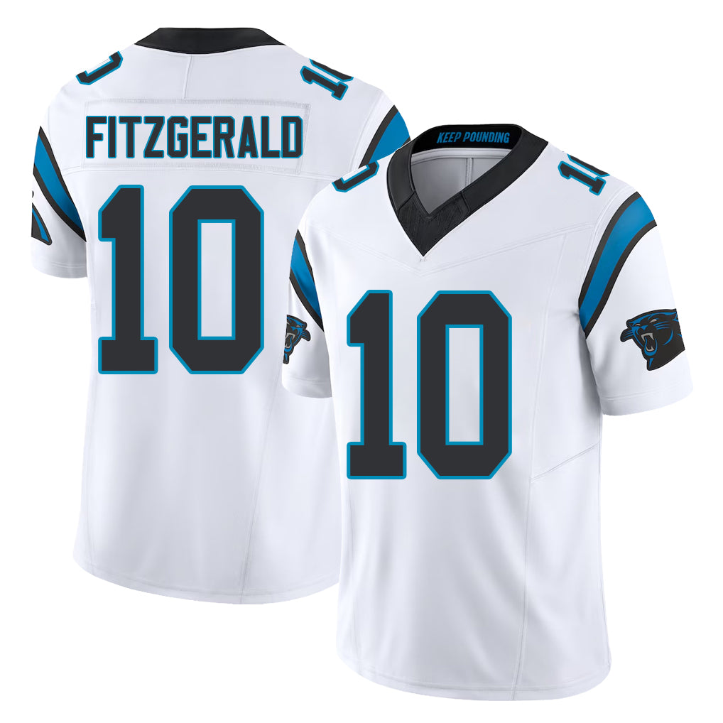 Carolina #10 Fitzgerald Player Football V Neck Short Sleeve White Jersey Ryan For Men Youth Women Gift
