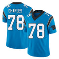 Carolina #78 Charles Player Football V Neck Short Sleeve Blue Jersey Saahdiq For Men Youth Women Gift