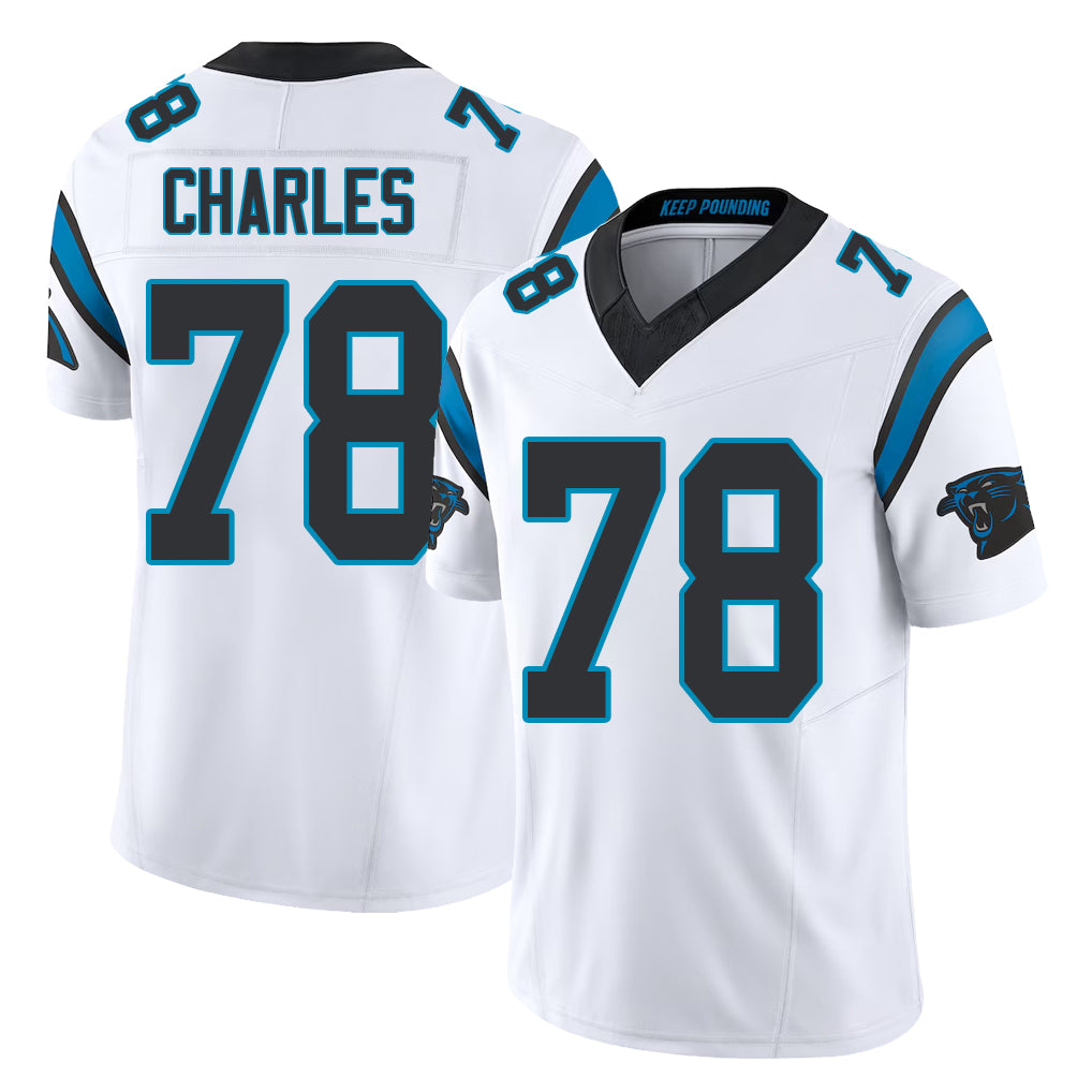 Carolina #78 Charles Player Football V Neck Short Sleeve White Jersey Saahdiq For Men Youth Women Gift