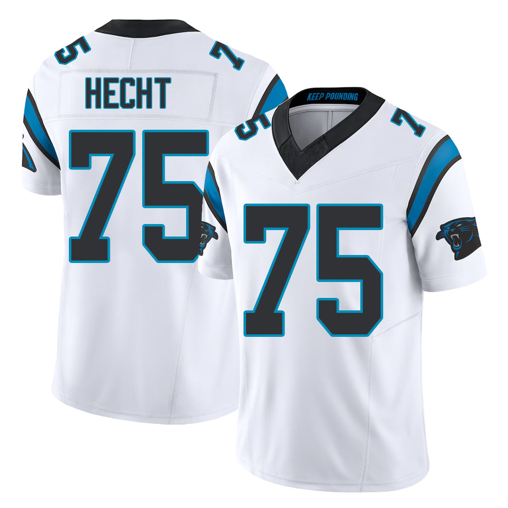 Carolina #75 Hecht Player Football V Neck Short Sleeve White Jersey Sam For Men Youth Women Gift