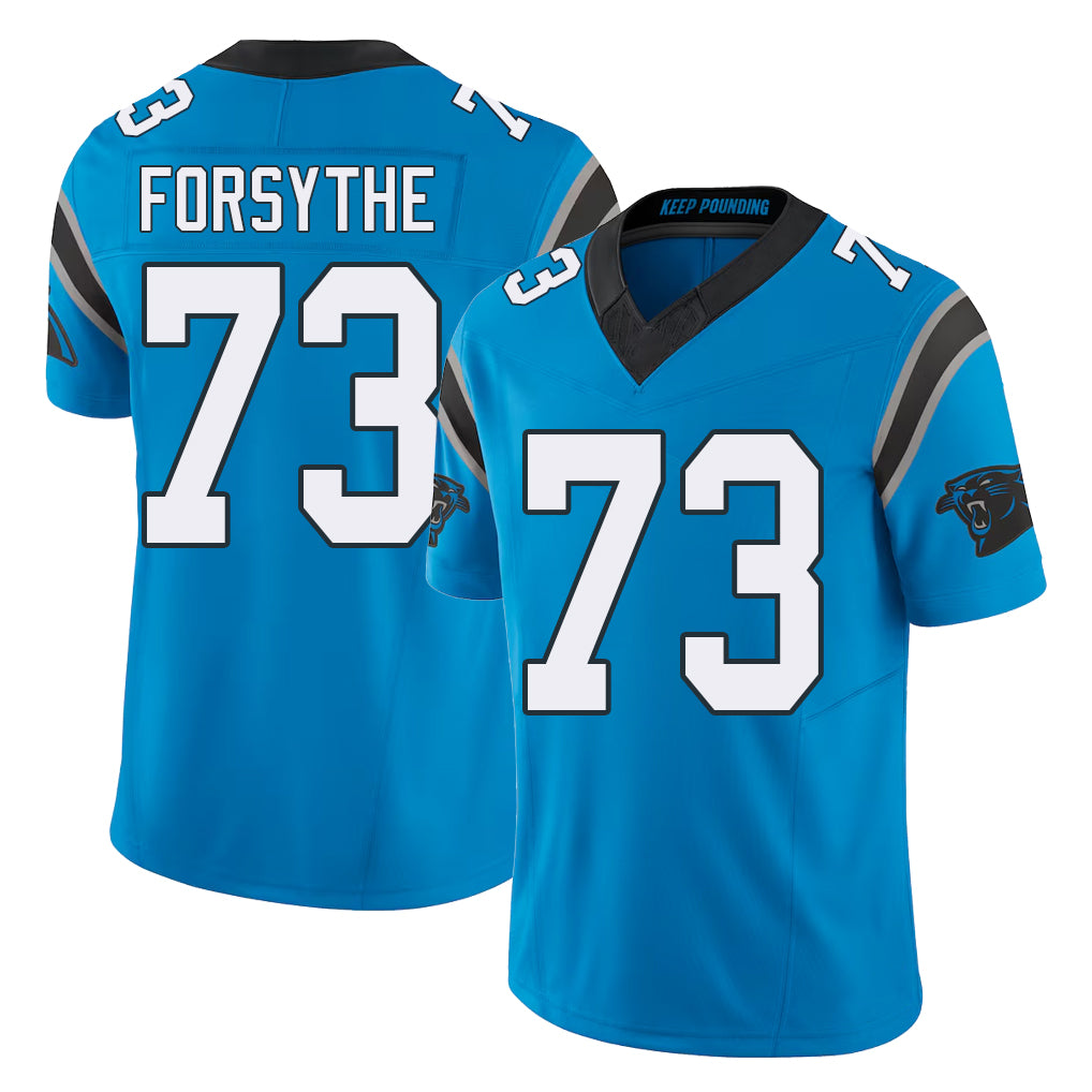 Carolina #73 Forsythe Player Football V Neck Short Sleeve Blue Jersey Stone For Men Youth Women Gift