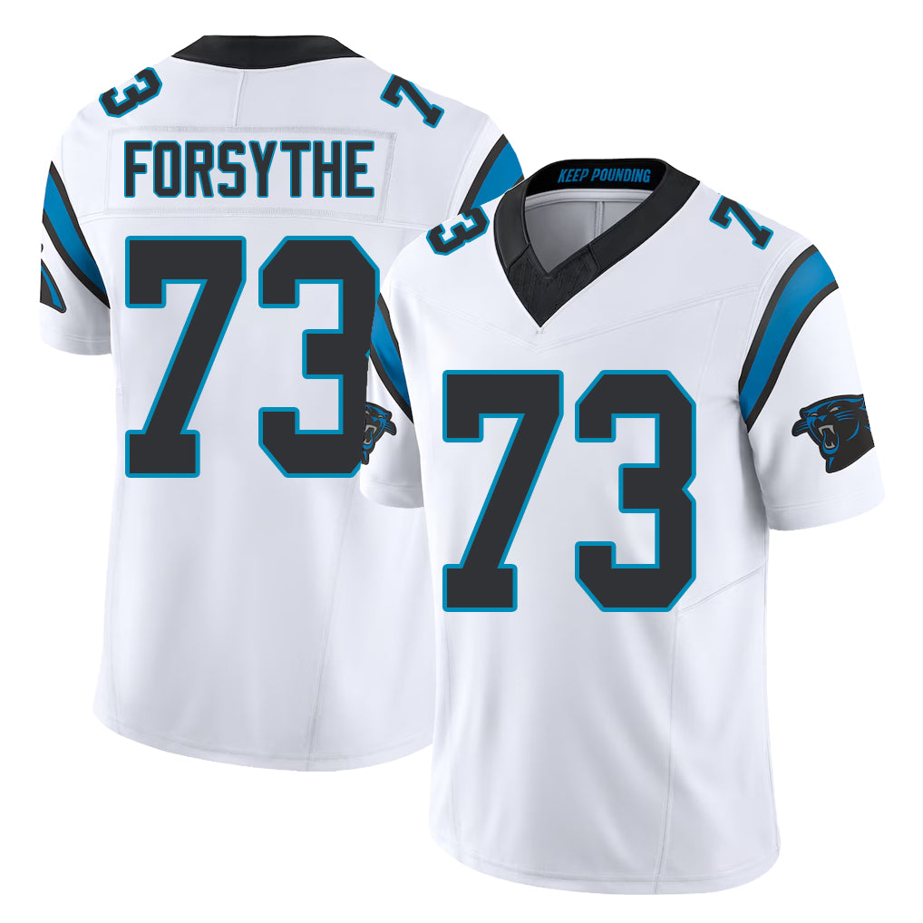 Carolina #73 Forsythe Player Football V Neck Short Sleeve White Jersey Stone For Men Youth Women Gift